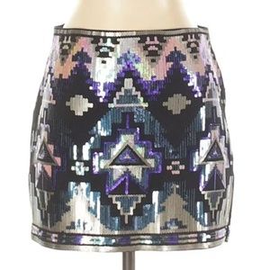 Express | Sequin Mini Skirt | Color: Black and Iridescent | Size: S